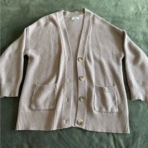 Aerie Tan Chunky Knit Cardigan Sweater